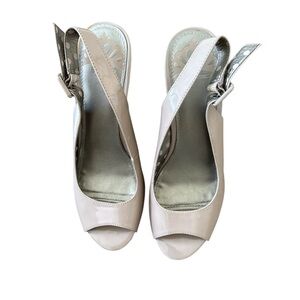 Elegant Cream Peep-Toe Slingback Heels